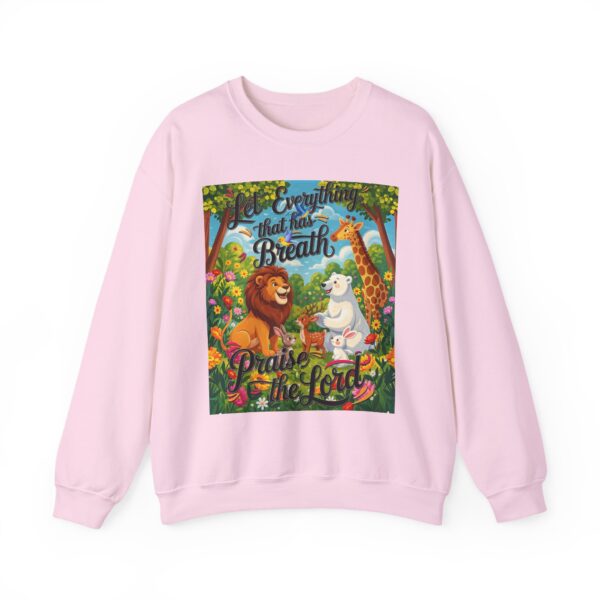 Crewneck Sweatshirt with our inspirational "Let Everything that has Breath Praise the Lord!" Design! Vintage Inspired Faith Apparel, Gospel Fashion Unisex Heavy - Image 2