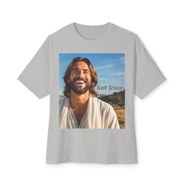 Our inspirational "Just Jesus" Design!! on a Unisex Oversized Box Tshirt, Religious Graphic Top, Bible Verse Apparel - Image 15