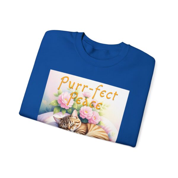 Crewneck Sweatshirt with our "Purr-fect Peace" with a cat in blissful sleep design featuring the verse Isaiah 26:3! Inspirational Biblical, Vintage Inspired, Gift - Image 36