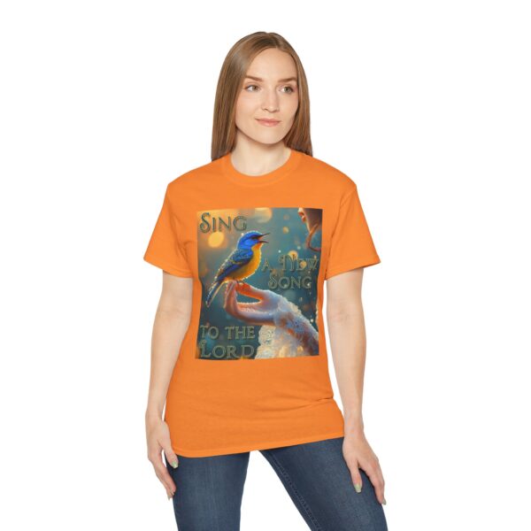 Our 'Song Bird' "Sing a New Song" Inspirational Christian Unisex Cotton T-Shirt, Faith Spiritual Apparel, Gift for Christians - Image 9