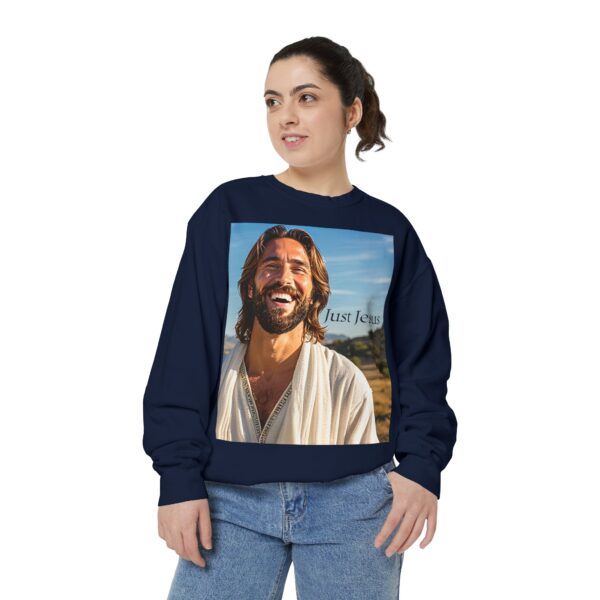 Sweatshirt Unisex with our inspirational  "Just Jesus" Design!! Faith Apparel Gospel Fashion Jumper, Pullover - Image 37