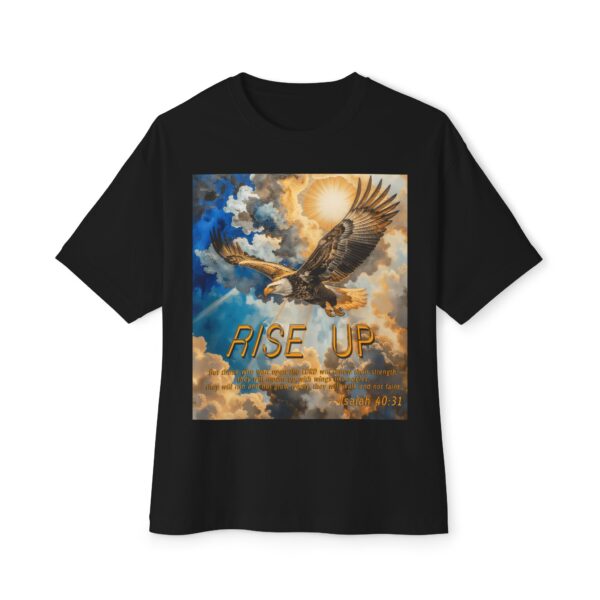 Our "Rise Up" 'soaring eagle' Inspirational Christian Unisex Oversized Boxy Tee with Isaiah 40:31. Gospel Apparel, Spiritual T-shirt, Gift for Christians - Image 9