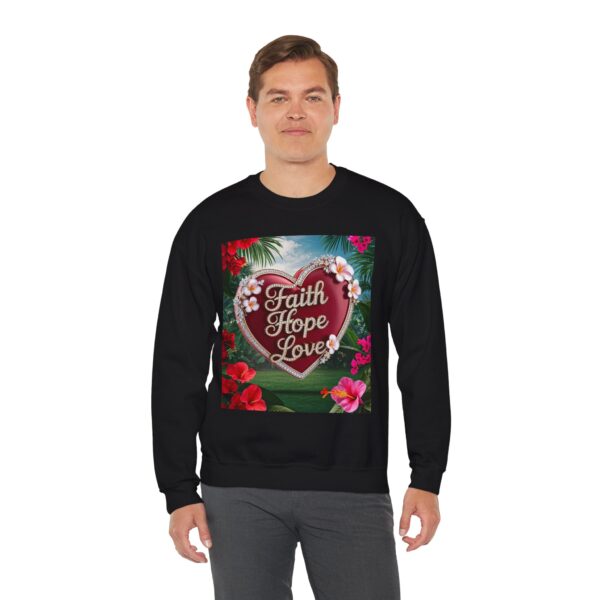 Crewneck Sweatshirt-with our Inspirational "Faith Hope Love" 'Solid Red Heart' Design!! Vintage Inspired Faith Apparel, Gospel Fashion Unisex Heavy - Image 9