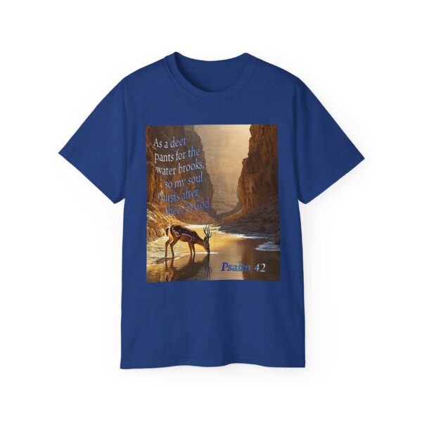 Our inspirational Psalm 42 'As a Deer Pants' in design! Christian Unisex Cotton T-Shirt, Faith Spiritual Apparel, Love Gift - Image 19