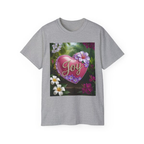 Our inspirational "Joy" 'Solid Pink Heart' Design! on a Christian Unisex Cotton T-Shirt, Faith Spiritual Apparel, Love Gift - Image 9