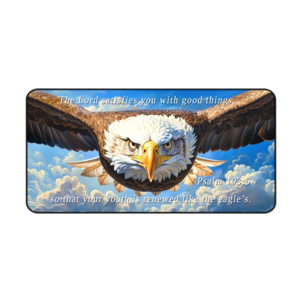 Inspirational Desk Mat with our 'Soaring Eagle' and Psalm 103:5 'your youth is renewed like the eagles' Mouse Pad, Office Decor Desk Accessory, Gaming Pad, Computer Mat, Non-Slip - Image 3