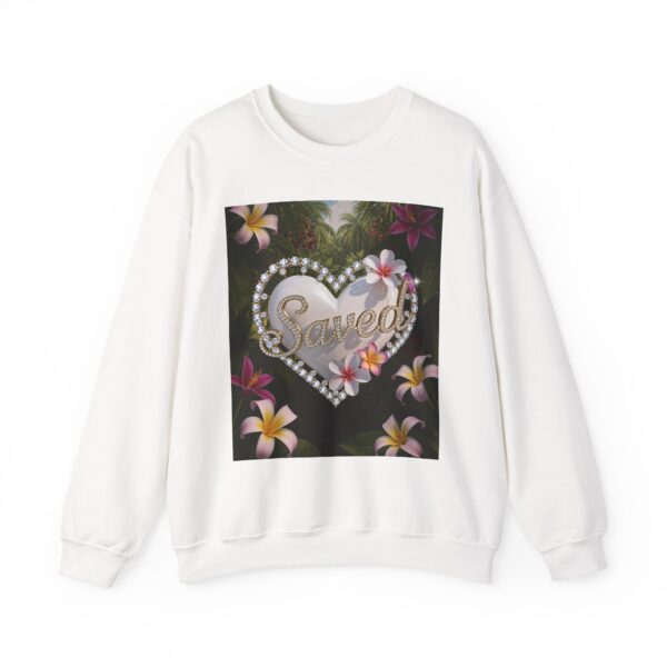Crewneck Sweatshirt-with our Inspirational "Saved" 'Pure White Heart' Design!! Vintage Inspired Faith Apparel, Gospel Fashion Unisex Heavy - Image 4
