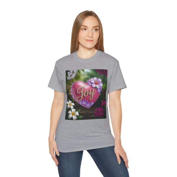 Our inspirational "Joy" 'Solid Pink Heart' Design! on a Christian Unisex Cotton T-Shirt, Faith Spiritual Apparel, Love Gift - Image 10