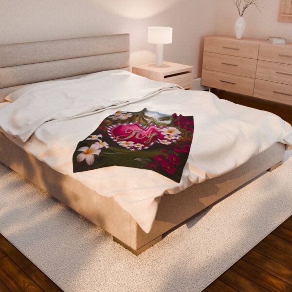 Our Beautiful "Joy" 'Solid Mauve Heart' Design Velveteen Plush Throw Blanket, Cozy Gift for Anniversary, Home Decor Bedding - Image 12