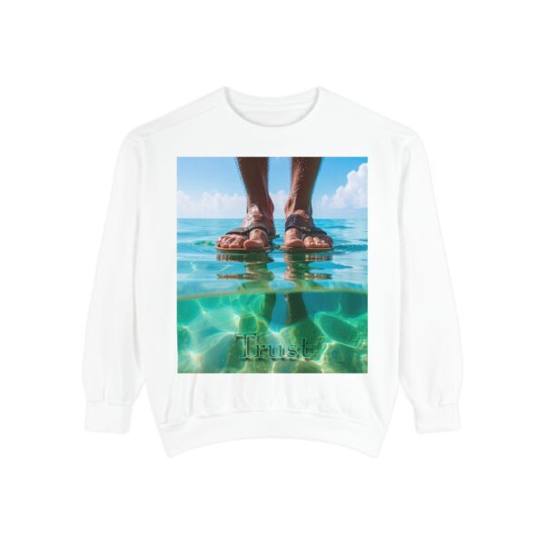 Sweatshirt Unisex Inspirational "Trust"-Walk on Water Design, Christian Apparel, Faith-Based Comfort, Religious Jumper, Gift for Believers - Image 3