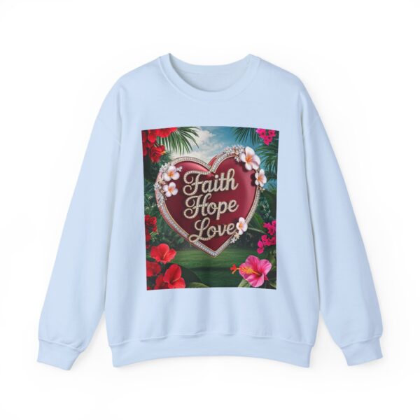 Crewneck Sweatshirt-with our Inspirational "Faith Hope Love" 'Solid Red Heart' Design!! Vintage Inspired Faith Apparel, Gospel Fashion Unisex Heavy - Image 6