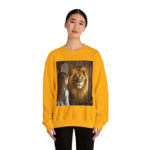 Crewneck Sweatshirt with our 'Lion in the Mirror' Inspirational design! Inspirational Biblical, Vintage, Lion of Judah and Aslan-Inspired Gift