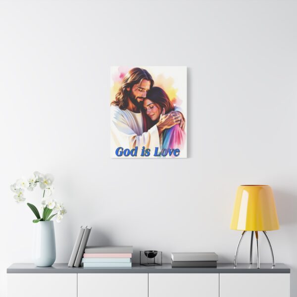 Inspirational Wall Art Canvas, "God is Love" Jesus hugging a young lady! Christian Home Decor, Uplifting Religious Gift, Faith-Based Artwork - Image 11