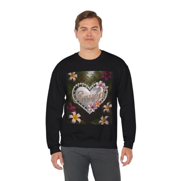 Crewneck Sweatshirt-with our Inspirational "Saved" 'Pure White Heart' Design!! Vintage Inspired Faith Apparel, Gospel Fashion Unisex Heavy - Image 9