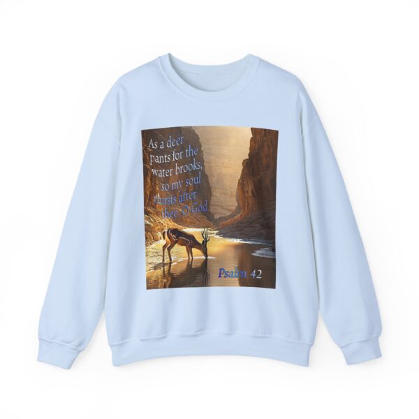 Crewneck Sweatshirt-with our inspirational Psalm 42 'As a Deer Pants' design! Vintage Inspired Faith Apparel, Gospel Fashion Unisex Heavy - Image 4