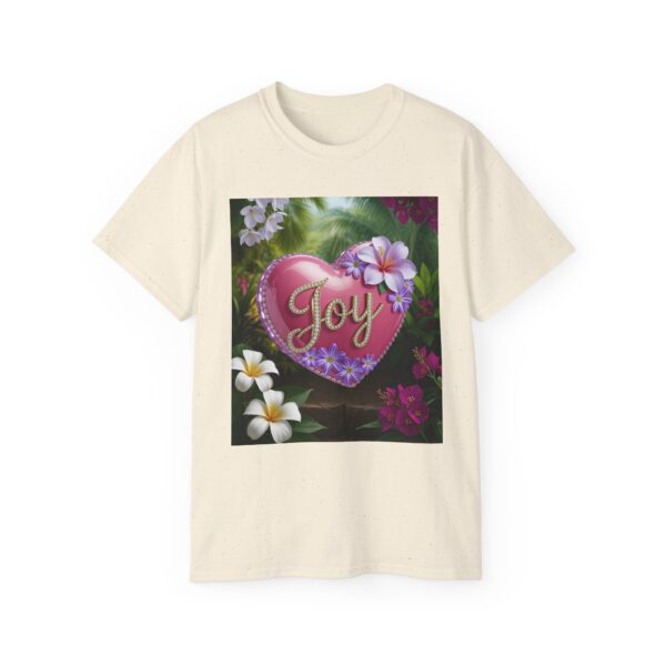 Our inspirational "Joy" 'Solid Pink Heart' Design! on a Christian Unisex Cotton T-Shirt, Faith Spiritual Apparel, Love Gift - Image 6