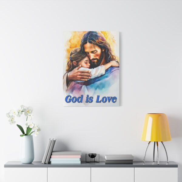 Inspirational Wall Art Canvas, "God is Love" Jesus hugging a small girl! Christian Home Decor, Uplifting Religious Gift, Faith-Based Artwork - Image 14