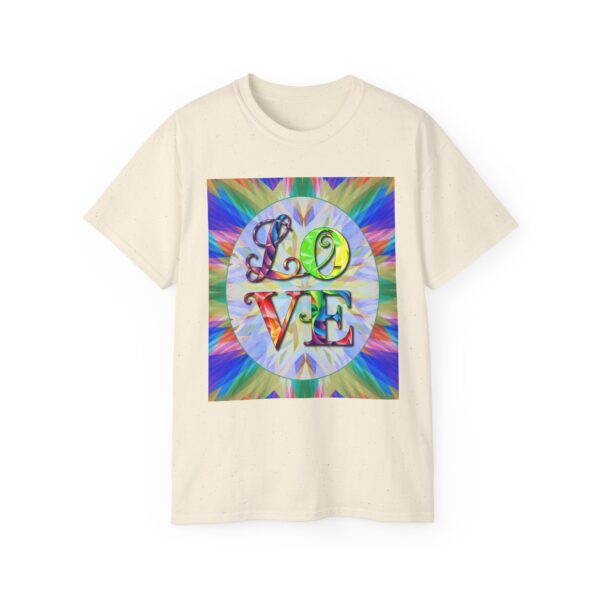 Our inspirational "Love" 'kaleidoscope' Design!! on a Christian Unisex Cotton T-Shirt, Faith Spiritual Apparel, Love Gift - Image 4