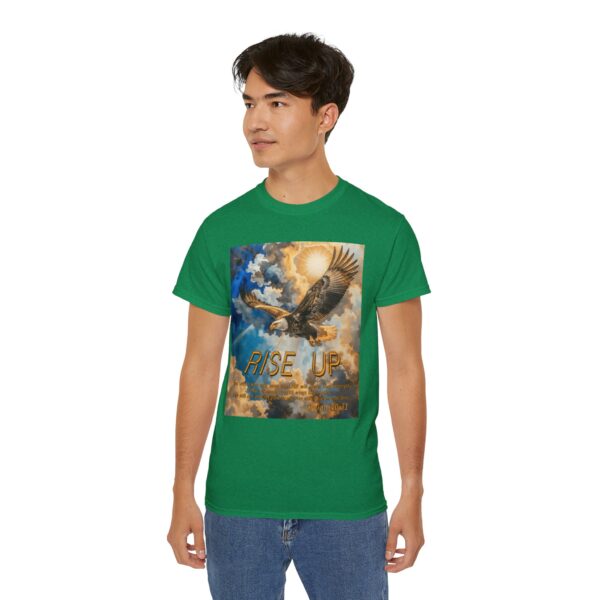 Cotton T-shirt with our "RISE UP" 'soaring eagle' design with Isaiah 40:31! Vintage Christian Faith Apparel Unisex Cotton T-Shirt, Thoughtful Quote - Image 18