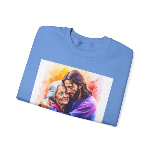 Crewneck Sweatshirt with our "God is Love" series with Jesus hugging Grandmother! Inspirational Biblical, Vintage Inspired, Gift - Image 28