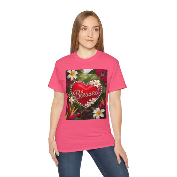 Our inspirational "Blessed" 'Solid Red Heart' Design! on a Christian Unisex Cotton T-Shirt, Faith Spiritual Apparel, Love Gift - Image 30
