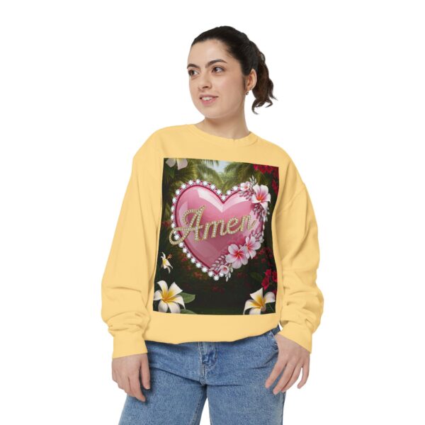 Sweatshirt Unisex Inspirational-With Our "Amen" 'Solid Pink Heart' Christian Apparel Faith-Based Gospel Comfort Philippians 4:8 Gift Jumper - Image 8