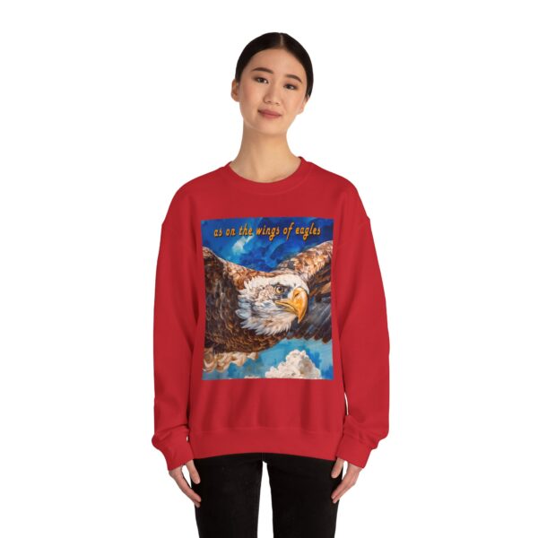 Crewneck Sweatshirt-with our "as on the wings of eagles" design with a majestic eagle in flight! Vintage Inspired Faith Apparel, Gospel Fashion Unisex Heavy Isaiah 40:31 - Image 26