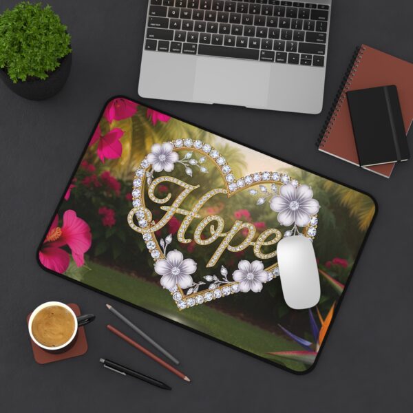 Inspirational Desk Mat "Hope" 'Diamond Ring Heart' - Mouse Pad, Office Decor Desk Accessory, Gaming Pad, Computer Mat, Non-Slip - Image 3