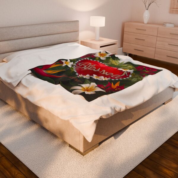 Our Beautiful "Blessed" 'Solid Red Heart' Design Velveteen Plush Throw Blanket, Cozy Gift for Anniversary, Home Decor Bedding - Image 8