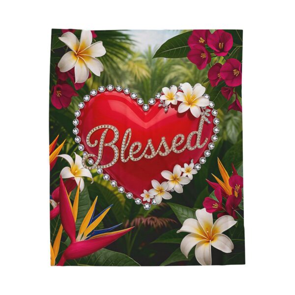 Our Beautiful "Blessed" 'Solid Red Heart' Design Velveteen Plush Throw Blanket, Cozy Gift for Anniversary, Home Decor Bedding - Image 5