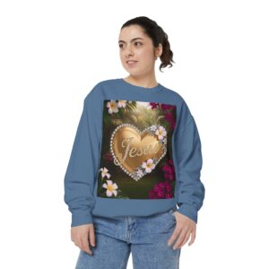Sweatshirt Unisex with our Inspirational "Jesus" 'Solid Gold Heart' Design! Faith Apparel Gospel Fashion Jumper, Pullover