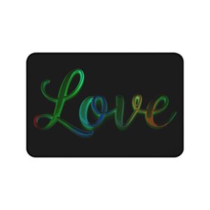 Inspirational Desk Mat with our "Love" 'light in darkness' Design. Mouse Pad, Office Decor Desk Accessory, Gaming Pad, Computer Mat, Non-Slip