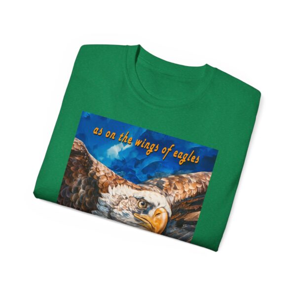 Our "as on the wings of eagles" Cotton T-Shirt with a majestic eagle in flight. Vintage Christian Faith Apparel Unisex Cotton T-Shirt, Thoughtful Quote from Isaiah 40:31! - Image 37