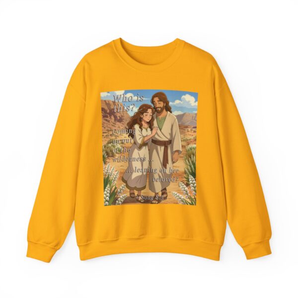 Crewneck Sweatshirt-with our inspirational 'Who is this?' from Song of Solomon 8:5 with an ANIME style design! Vintage Inspired Faith Apparel, Gospel Fashion Unisex Heavy - Image 11