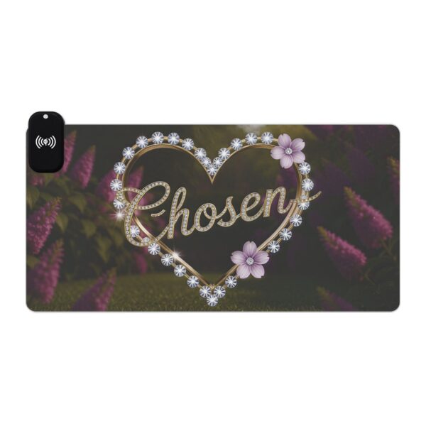 LED + Wireless Charger Gaming Mouse Pad with "Chosen" 'Diamond Ring Heart' Design, Gaming Desk Accessory, Tech Gift, Home Office Gamer Essentials - Image 7