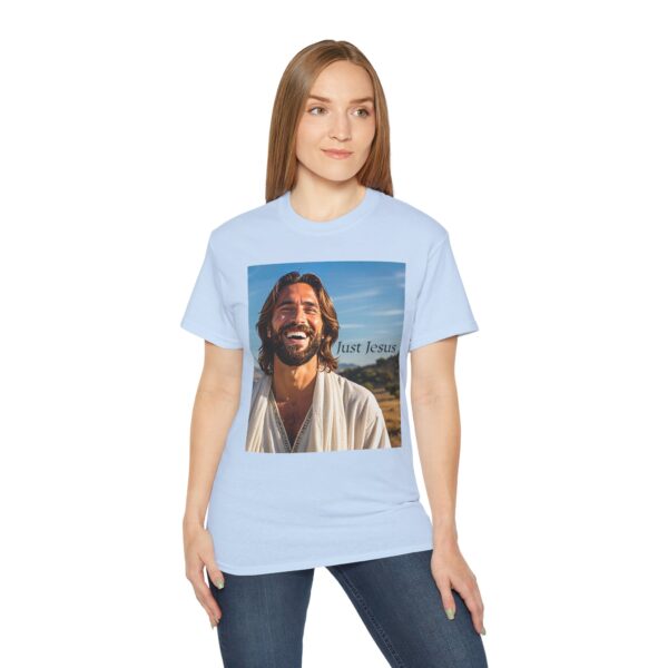 Our inspirational "Just Jesus" Design!! on a Christian Unisex Cotton T-Shirt, Faith Spiritual Apparel, Love Gift - Image 18