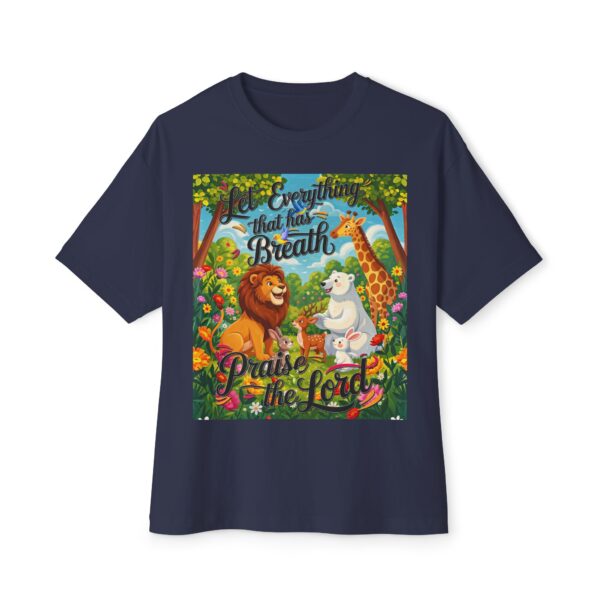Our inspirational "Let Everything that has Breath Praise the Lord!" Design on a Unisex Oversized Box Tshirt, Religious Graphic Top, Bible Verse Apparel - Image 17