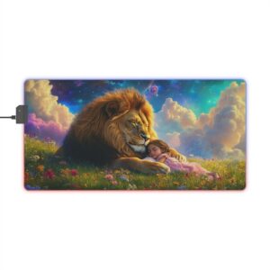 RGB LED Gaming Mouse Pad, Colorful Desk Mat with 'Beth at Rest' Design, Gamer Home Office Decor, Computer Accessories, LED Backlit