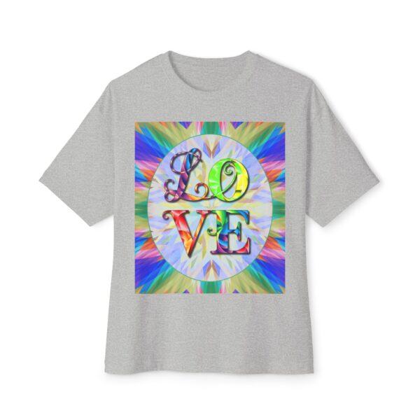 Our "Love" 'kaleidoscope' design on a Unisex Tee, Inspirational Oversized Box Tshirt, Religious Graphic Top, Travel Bible Verse Apparel - Image 15