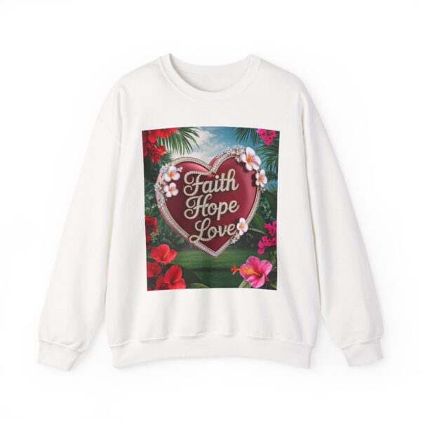 Crewneck Sweatshirt-with our Inspirational "Faith Hope Love" 'Solid Red Heart' Design!! Vintage Inspired Faith Apparel, Gospel Fashion Unisex Heavy - Image 4
