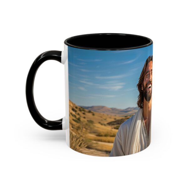 Our inspirational "Just Jesus" Ceramic Accent Coffee Mug Design is Perfect for Wedding Gifts, Inspirational Decor - Image 3