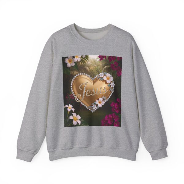 Crewneck Sweatshirt-with our inspirational "Jesus" 'Solid Gold Heart' Design!! Vintage Inspired Faith Apparel, Gospel Fashion Unisex Heavy - Image 10