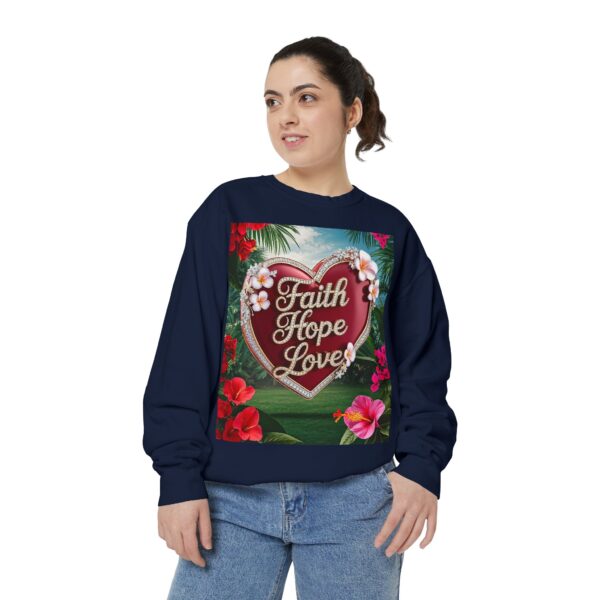 Sweatshirt Unisex our inspirational "Faith Hope Love" 'Solid Red Heart' design. Faith Apparel Gospel Fashion Jumper, Pullover - Image 37