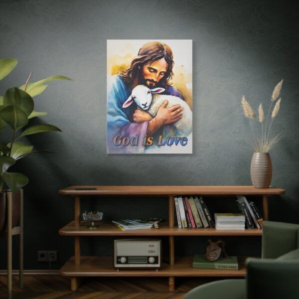 Inspirational Wall Art Canvas, "God is Love" Jesus hugging a Lamb Print, Christian Home Decor, Uplifting Religious Gift, Faith-Based Artwork - Image 18