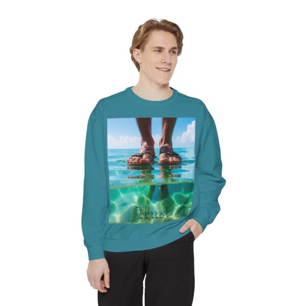 Sweatshirt Unisex Inspirational "Trust"-Walk on Water Design, Christian Apparel, Faith-Based Comfort, Religious Jumper, Gift for Believers - Image 14
