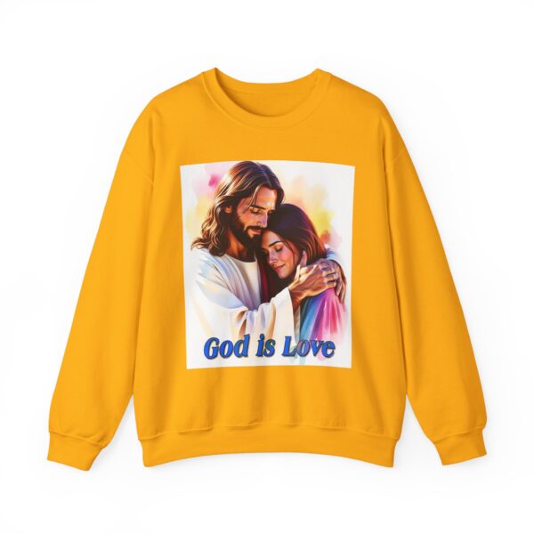 Crewneck Sweatshirt with our "God is Love" series with Jesus hugging a young lady! Inspirational Biblical, Vintage Inspired Gift - Image 9