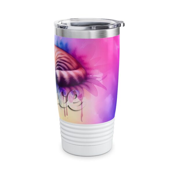 Our inspirational "Peace" 'Colorful sleeping cat' Design Tumbler | 20oz Inspirational Travel Mug, Motivational Drinkware, Perfect for Gifting - Image 2