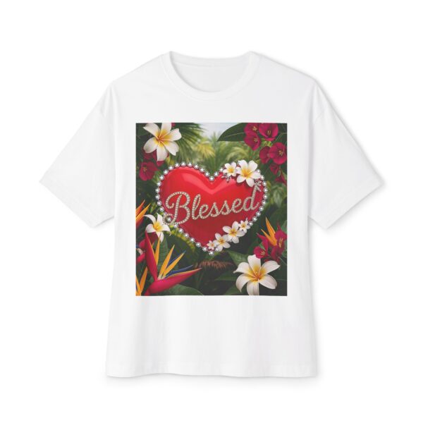 Our Inspirational "Blessed" 'Solid Red Heart' Design!! Boxy T-Shirt Christian Faith Apparel Unisex Cotton Tee, Oversized Boxy Top T-shirt - Image 3