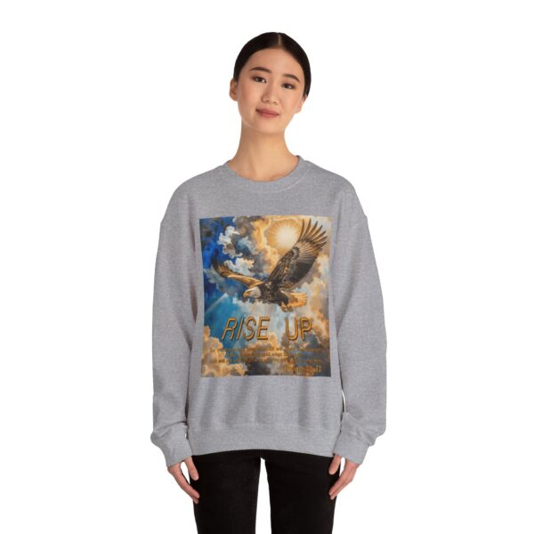 Crewneck Sweatshirt-with our "RISE UP" 'soaring eagle' design with Isaiah 40:31! Vintage Inspired Faith Apparel, Gospel Fashion Unisex Heavy - Image 11