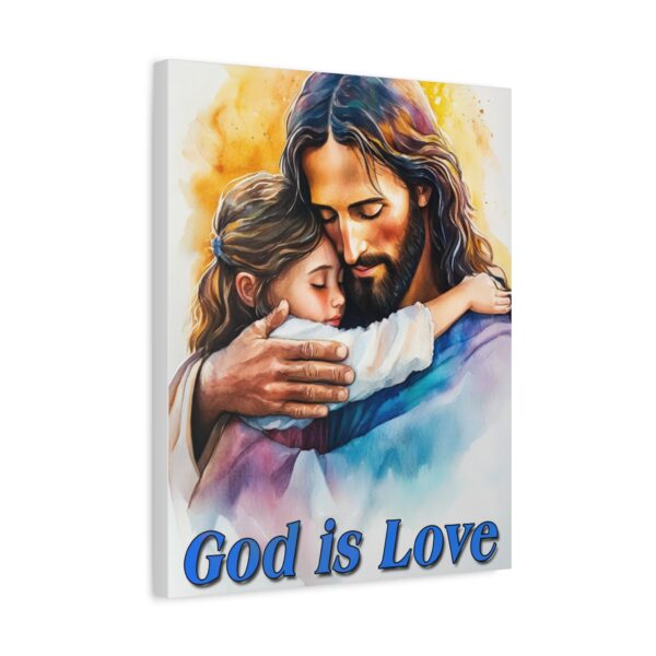 Inspirational Wall Art Canvas, "God is Love" Jesus hugging a small girl! Christian Home Decor, Uplifting Religious Gift, Faith-Based Artwork - Image 7
